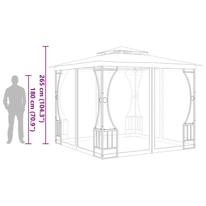 Gazebo con Rete 300x300x265 cm Crema