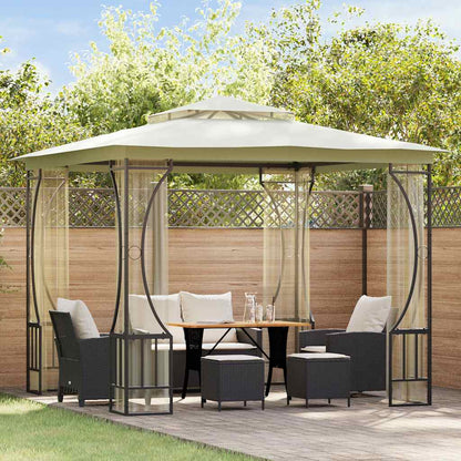Gazebo con Rete 300x300x265 cm Crema