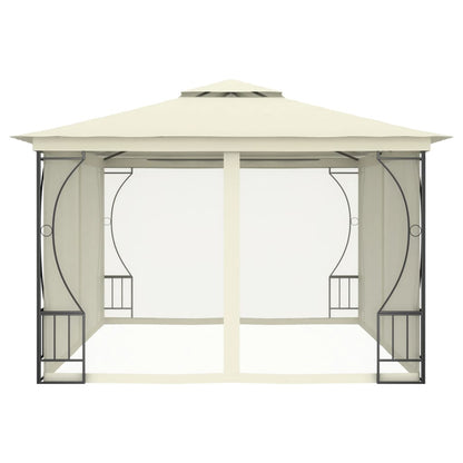 Gazebo con Rete 300x400x265 cm Crema - homemem39
