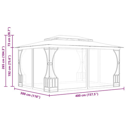 Gazebo con Rete 300x400x265 cm Antracite