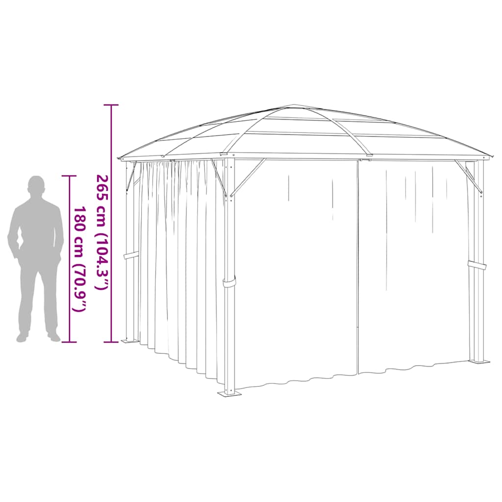 Gazebo con Tende 300x300x265 cm Antracite