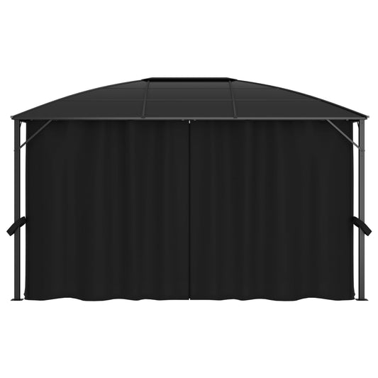 Gazebo con Tende 400x300x265 cm Antracite - homemem39