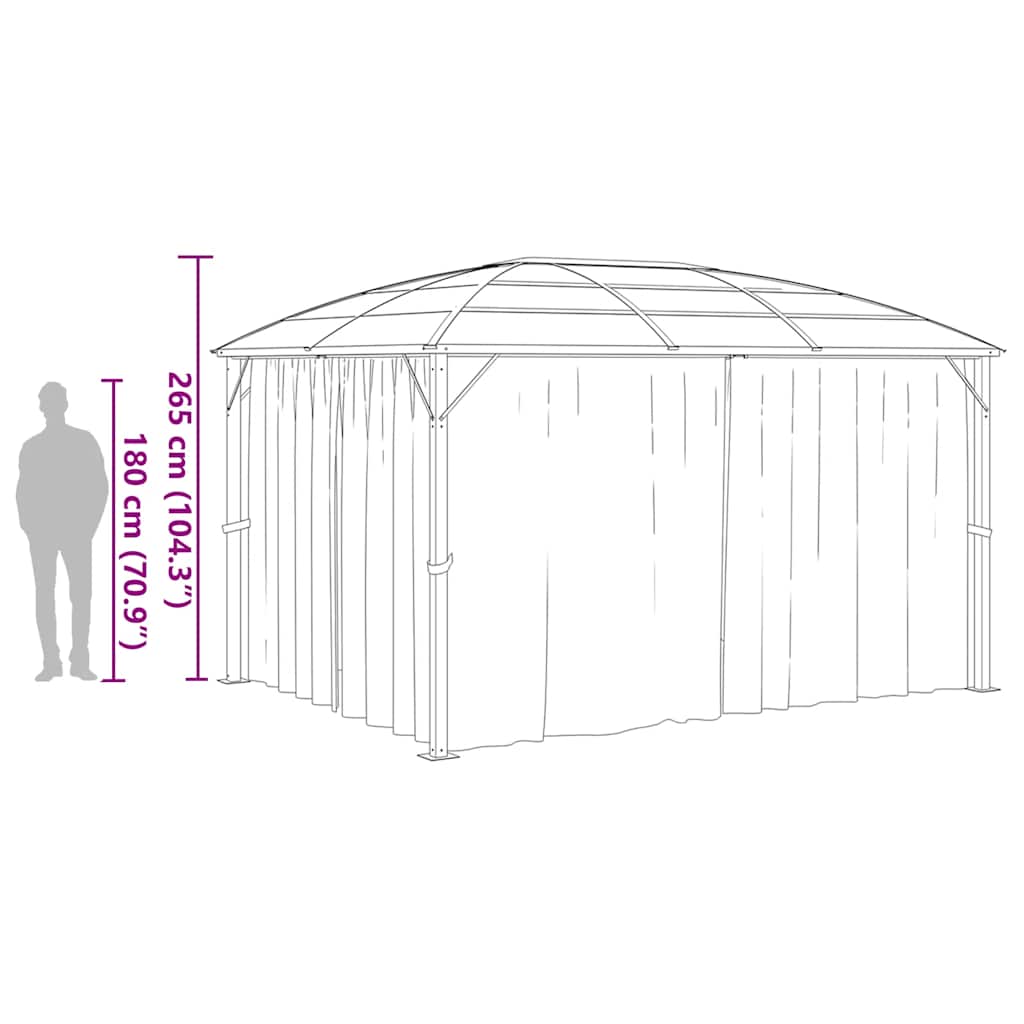 Gazebo con Tende 400x300x265 cm Antracite