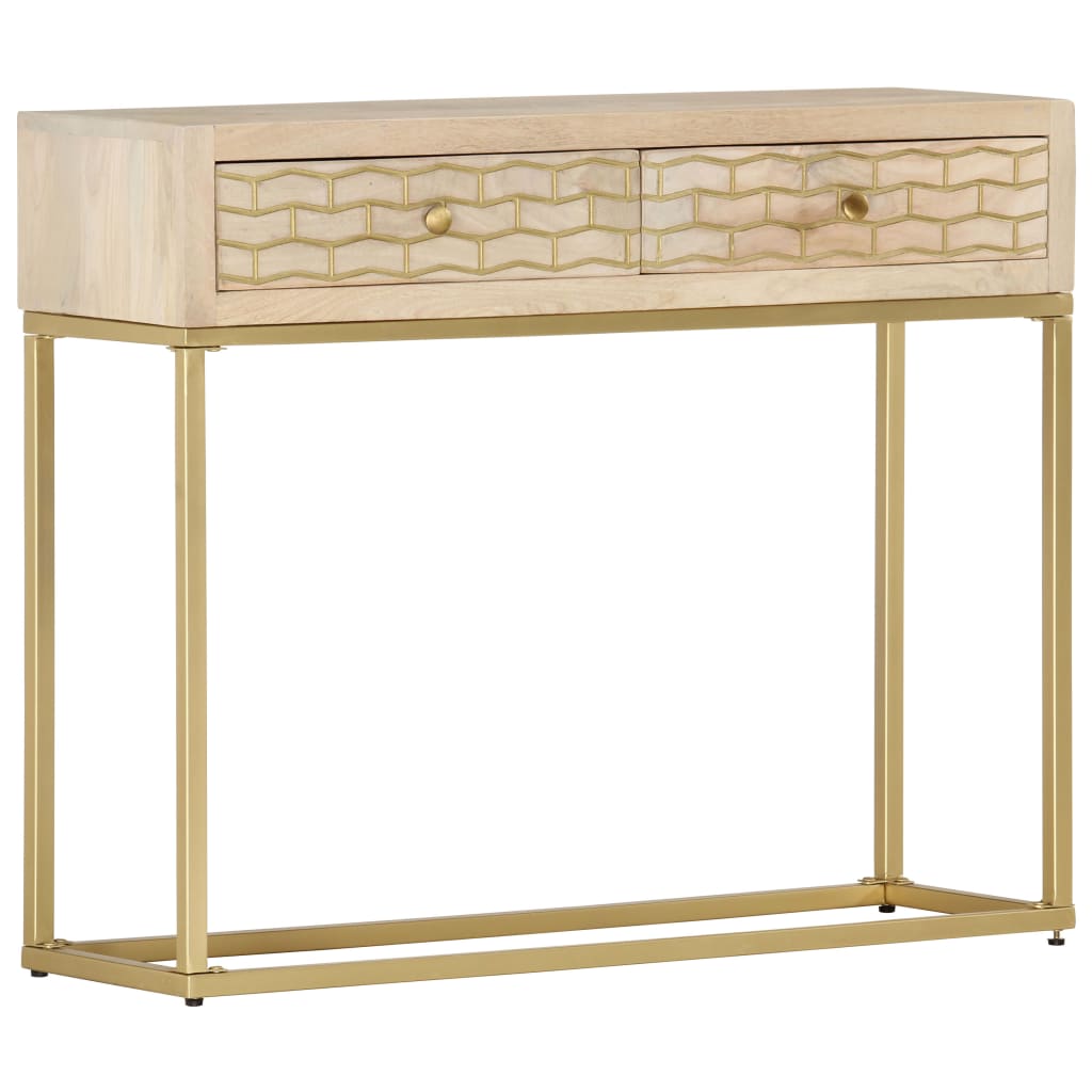 Tavolo Consolle Oro 90x30x75 cm Legno Massello di Mango - homemem39