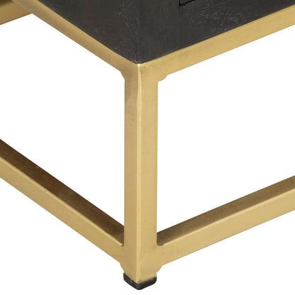 Cassettiera Nero e Oro 45x30x105 cm in Legno Massello di Mango | homemem39