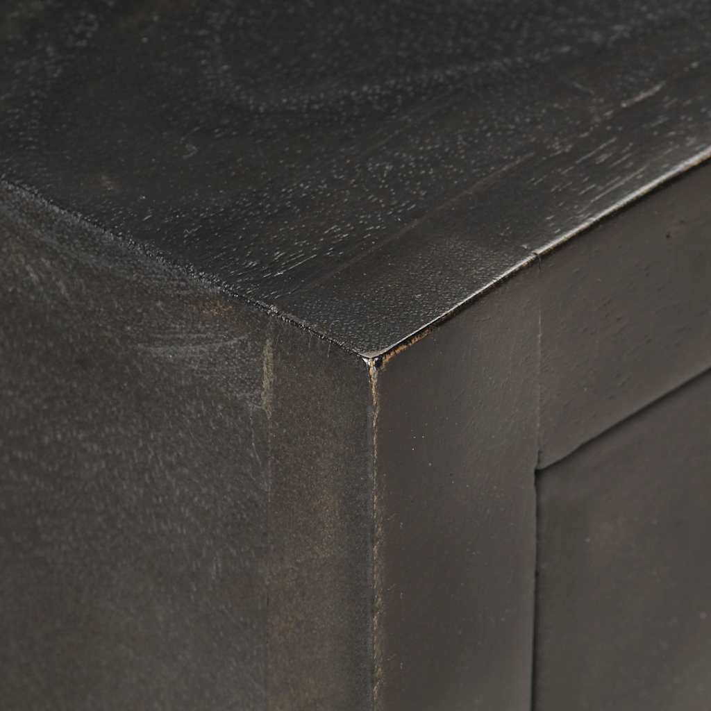 Comodino Nero e Oro 40x30x50 cm in Legno Massello di Mango