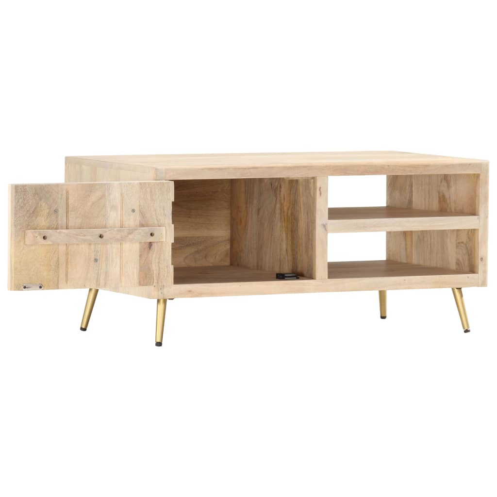 Tavolino da Salotto 90x45x40 cm in Legno Massello di Mango | homemem39