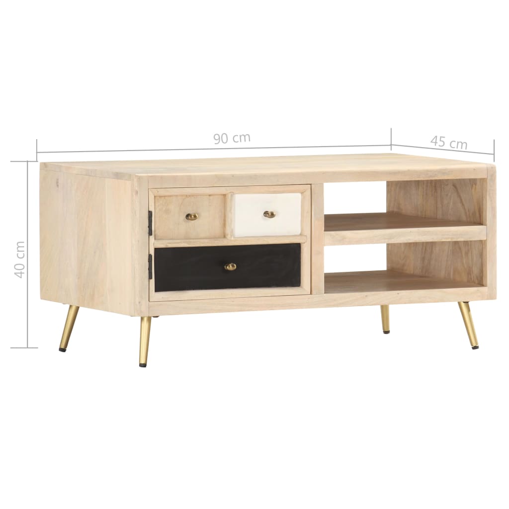 Tavolino da Salotto 90x45x40 cm in Legno Massello di Mango | homemem39