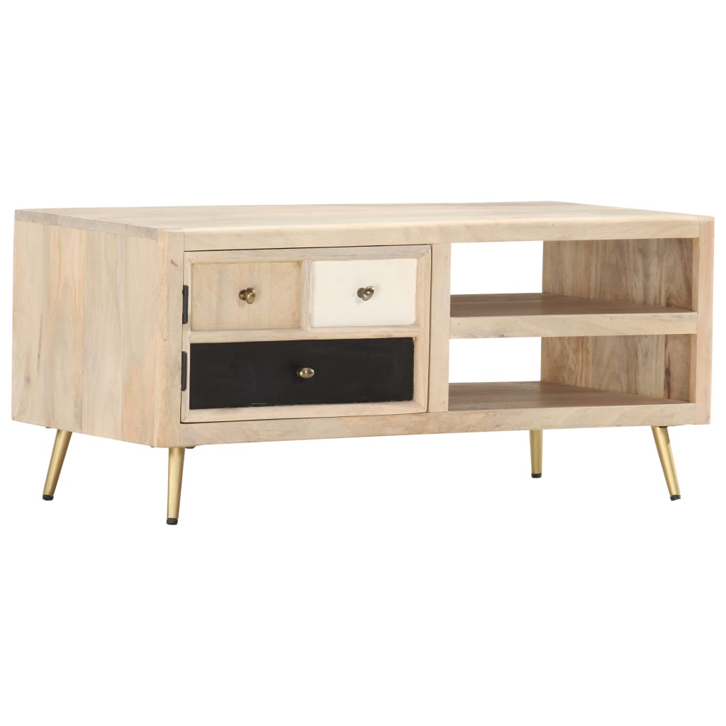 Tavolino da Salotto 90x45x40 cm in Legno Massello di Mango | homemem39