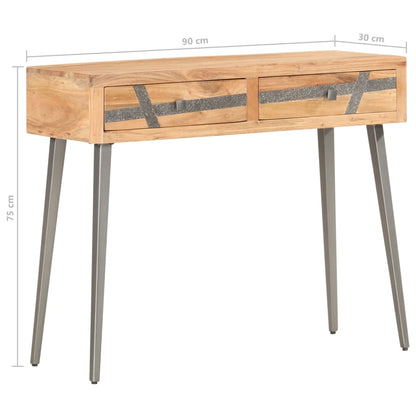 Tavolo Consolle 90x30x75 cm in Legno Massello di Acacia