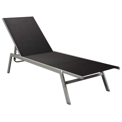 Sunbed in Steel and Black Textilene