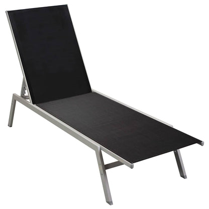 Sunbed in Steel and Black Textilene
