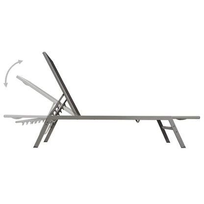 Sunbed in Steel and Black Textilene