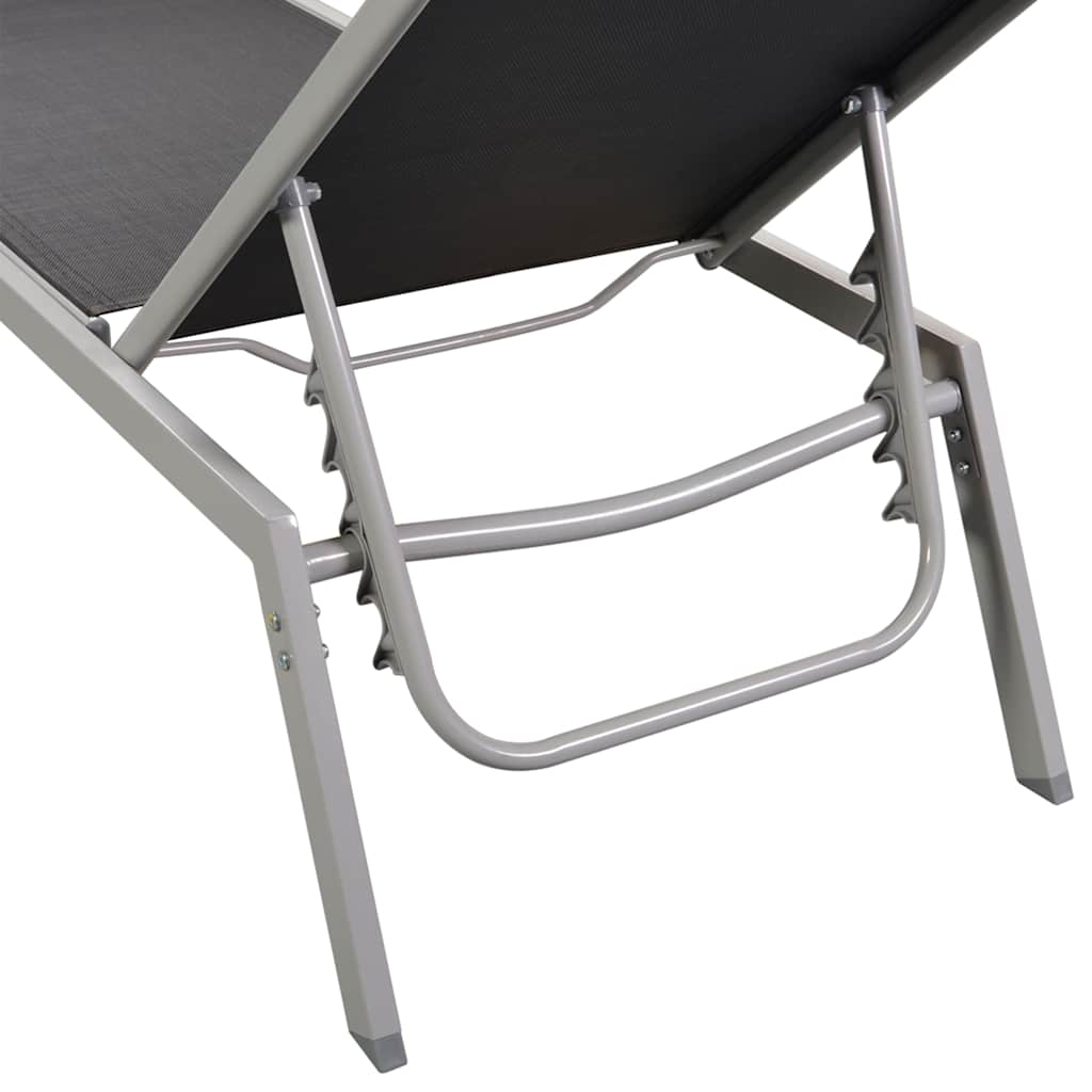 Sunbed in Steel and Black Textilene