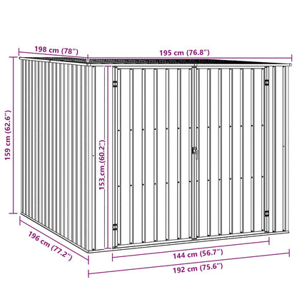 Anthracite Garden Shed 195x198x159 cm in Galvanized Steel