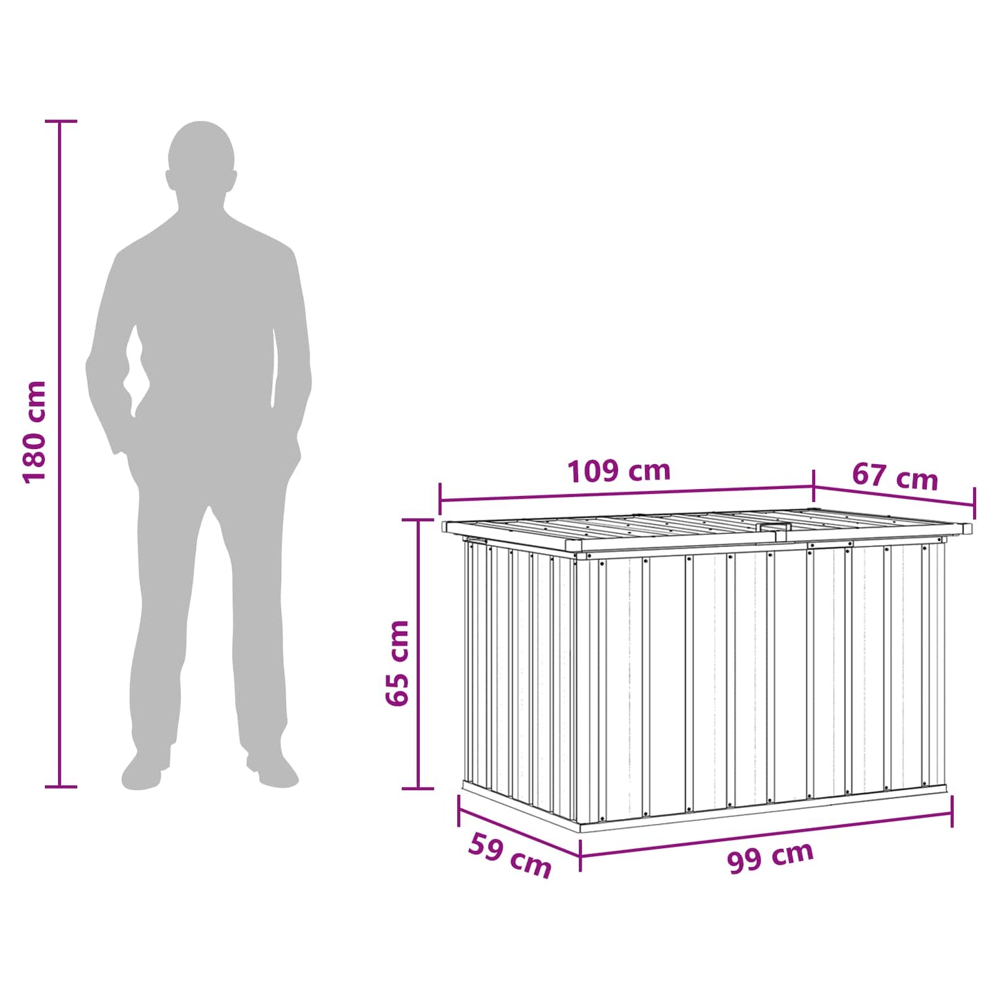 Baule da Giardino Grigio 109x67x65 cm | homemem39