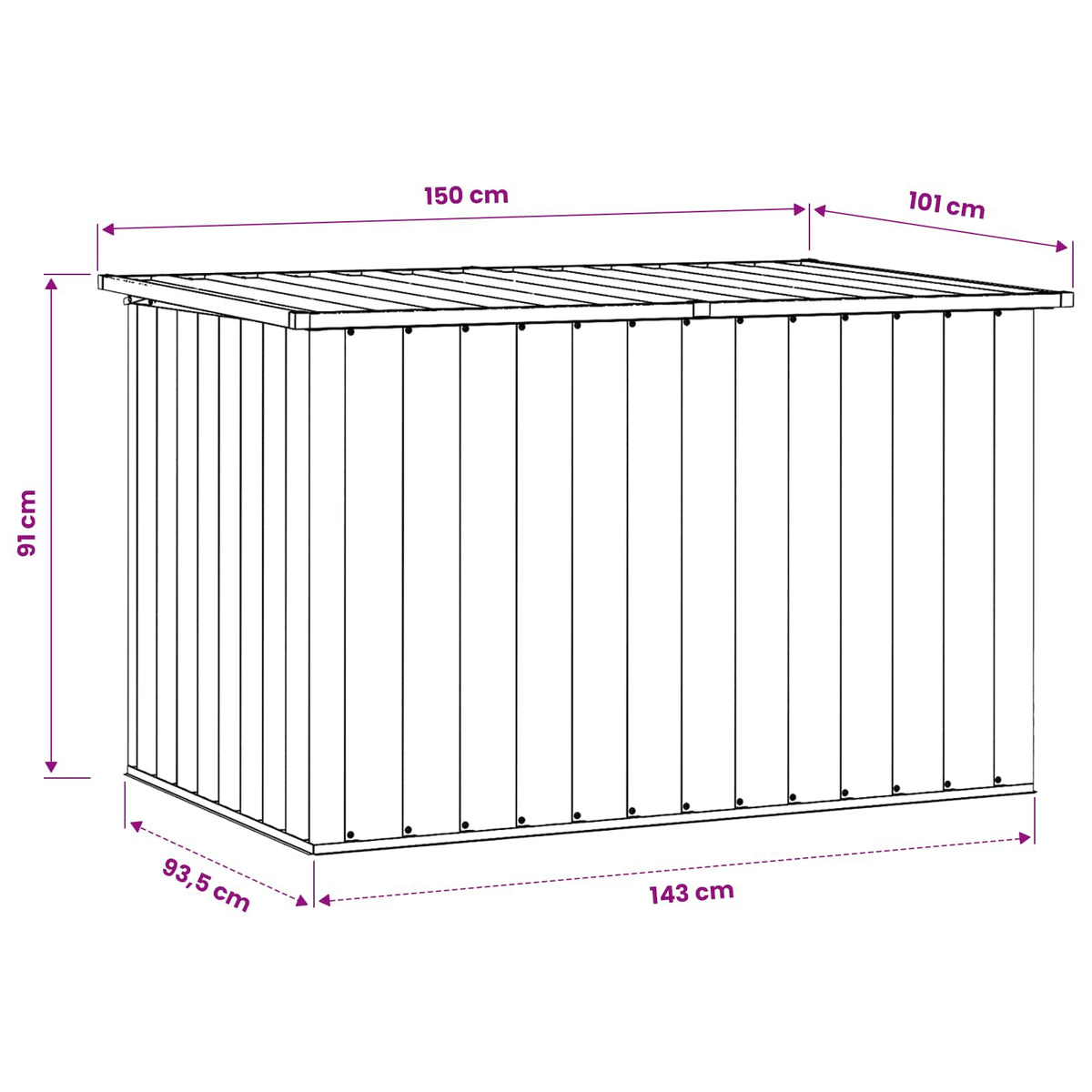 Baule da Giardino Grigio 150x101x91 cm