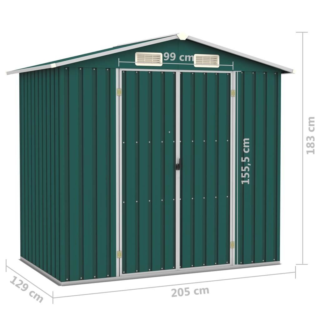 Capanno da Giardino Verde 205x129x183 cm in Acciaio Zincato - homemem39