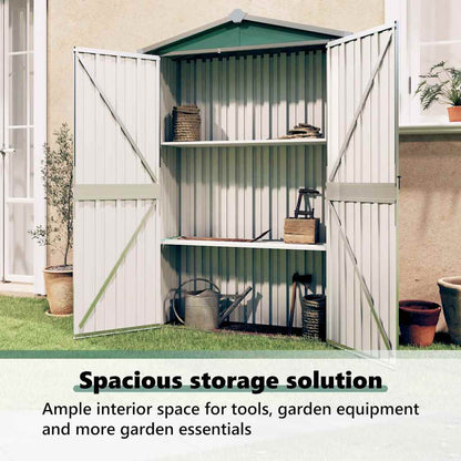 Capanno da Giardino Verde 116x45x175 cm in Acciaio Zincato - homemem39