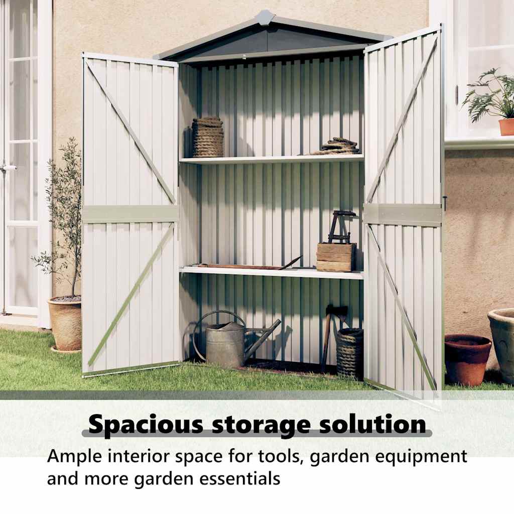 Capanno da Giardino Grigio 116x45x175 cm in Acciaio Zincato - homemem39