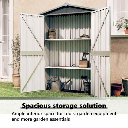Capanno da Giardino Grigio 116x45x175 cm in Acciaio Zincato - homemem39