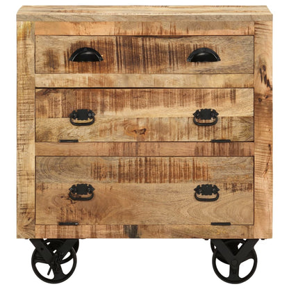 Armadietto con Ruote 70x40x75 cm in Legno Massello di Mango - homemem39