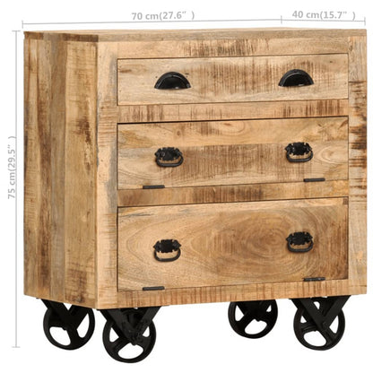 Armadietto con Ruote 70x40x75 cm in Legno Massello di Mango - homemem39