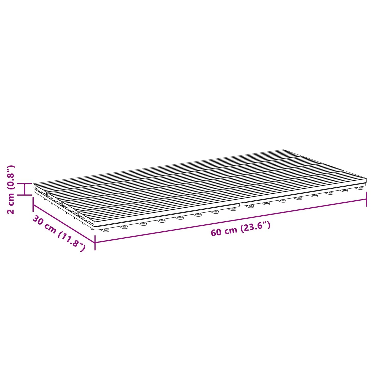Piastrella per Decking 6 pcs Grigio 60 x 30 cm WPC | homemem39