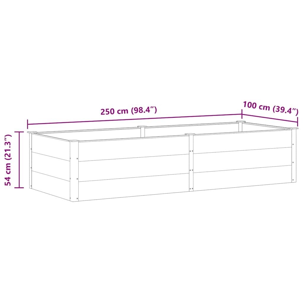 Letto Rialzato da Giardino 250x100x54 cm in WPC Grigio - homemem39