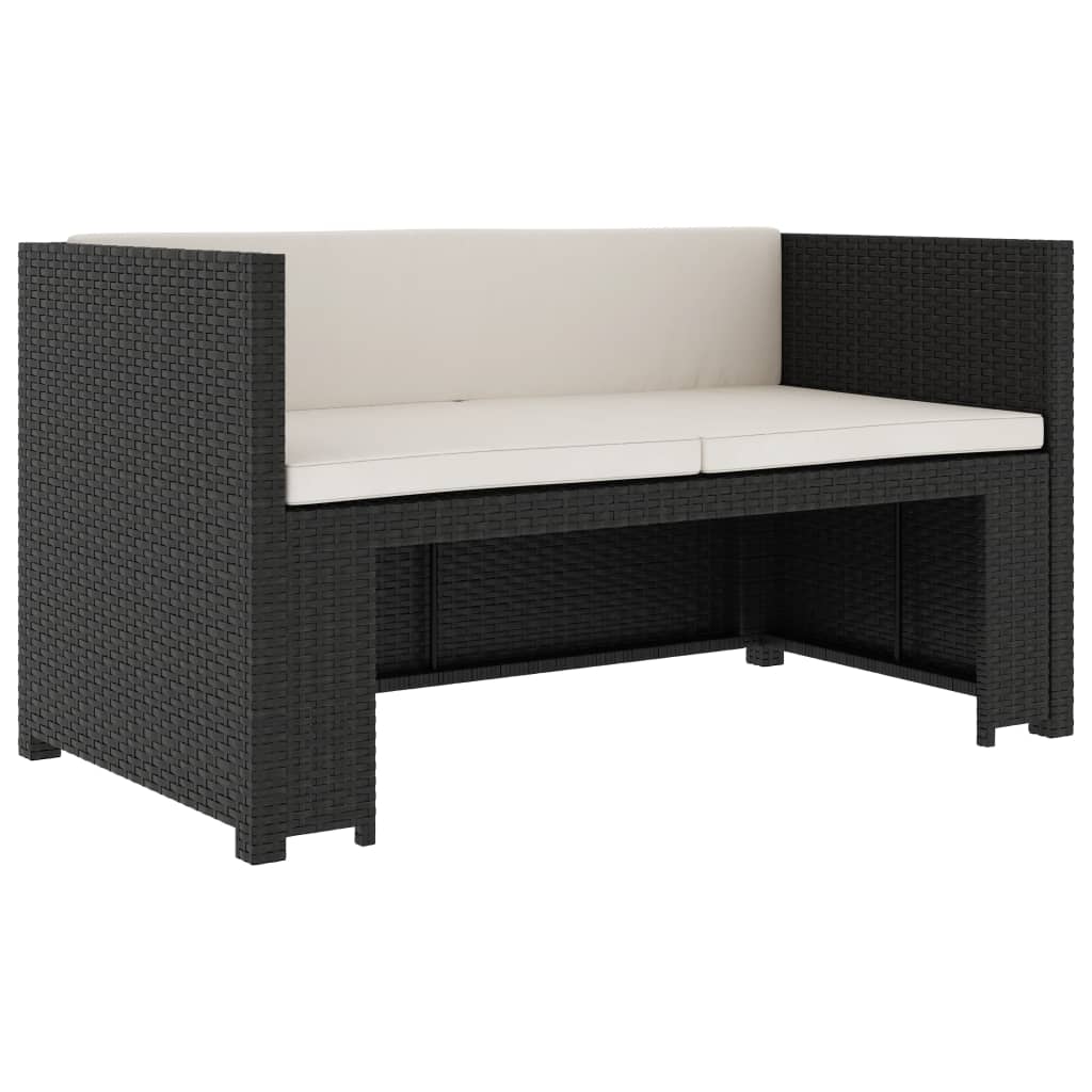 Set Divani da Giardino 5 pz con Cuscini in Polyrattan Nero | homemem39
