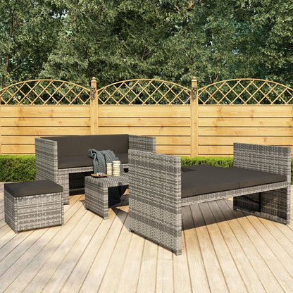 Set Divani da Giardino 5 pz con Cuscini in Polyrattan Grigio | homemem39