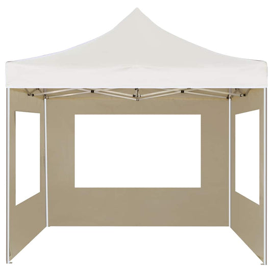 Gazebo Professionale Pieghevole Alluminio con Pareti 2x2m Crema