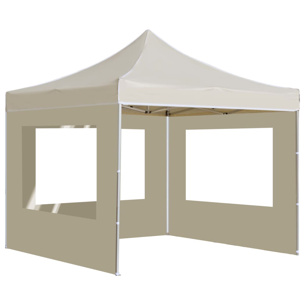 Gazebo Professionale Pieghevole Alluminio con Pareti 2x2m Crema - homemem39
