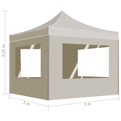 Gazebo Professionale Pieghevole Alluminio con Pareti 2x2m Crema - homemem39
