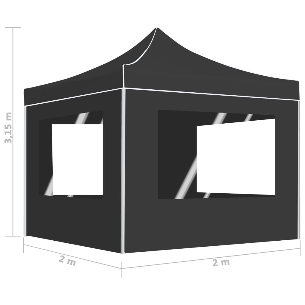 Gazebo Pieghevole con Pareti Alluminio 2x2 m Antracite - homemem39