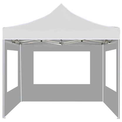 Gazebo Pieghevole con Pareti Alluminio 2x2 m Bianco - homemem39