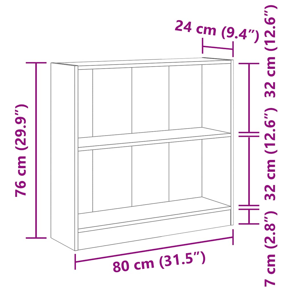Libreria Bianca 80x24x75 cm in Legno Multistrato | homemem39
