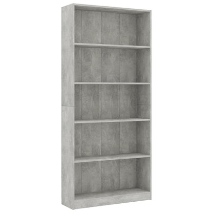 Libreria 5 Ripiani Grigio Cemento 80x24x175cm Legno Multistrato | homemem39
