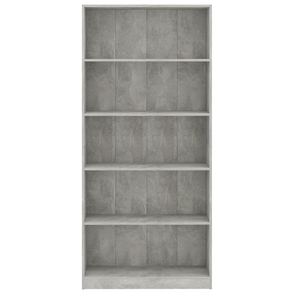 Libreria 5 Ripiani Grigio Cemento 80x24x175cm Legno Multistrato | homemem39