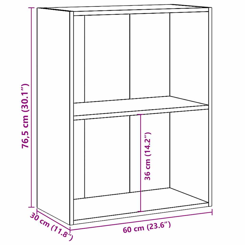 Libreria 2 Ripiani Grigio Cemento 60x30x76,5 Legno Multistrato | homemem39