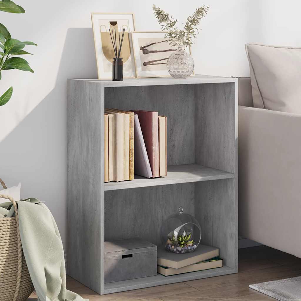Libreria 2 Ripiani Grigio Cemento 60x30x76,5 Legno Multistrato | homemem39