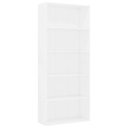 Libreria a 5 Ripiani Bianca 80x30x189 cm in Legno Multistrato