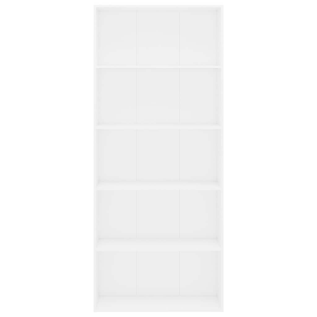 Libreria a 5 Ripiani Bianca 80x30x189 cm in Legno Multistrato