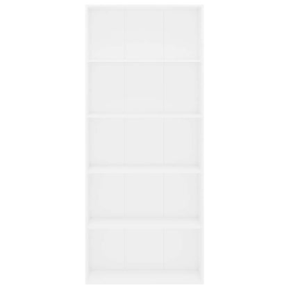 Libreria a 5 Ripiani Bianca 80x30x189 cm in Legno Multistrato