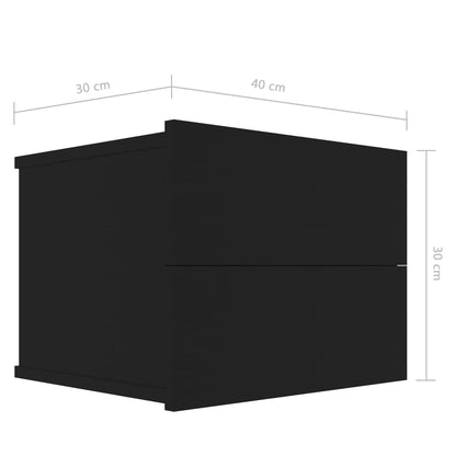 Comodino Nero 40x30x30 cm in Legno Multistrato - homemem39