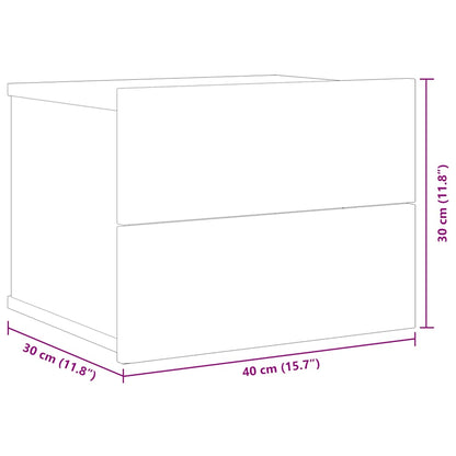 Comodino Grigio Cemento 40x30x30 cm in Legno Multistrato