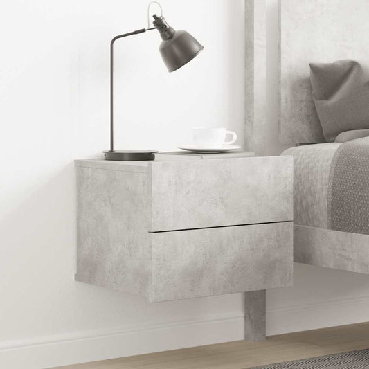 Comodino Grigio Cemento 40x30x30 cm in Legno Multistrato