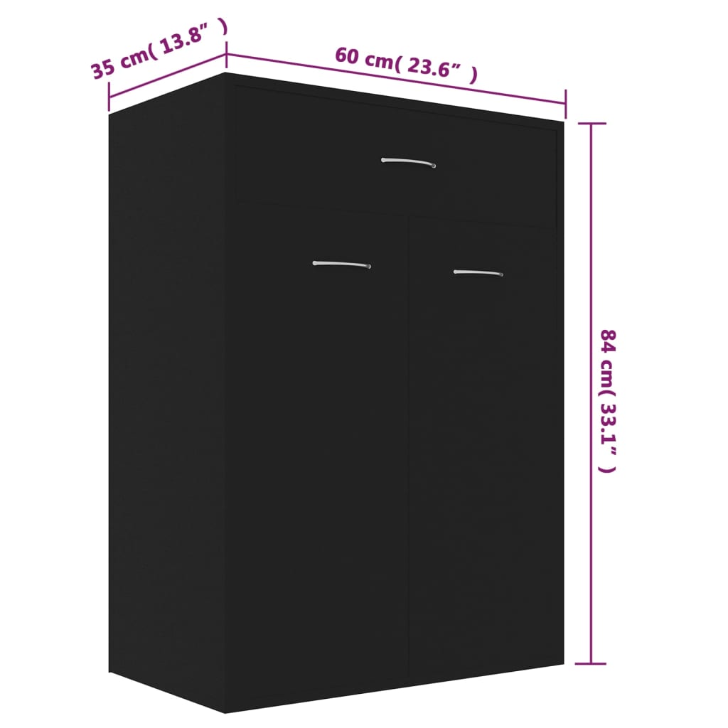 Scarpiera Nera 60x35x84 cm in Legno Multistrato - homemem39
