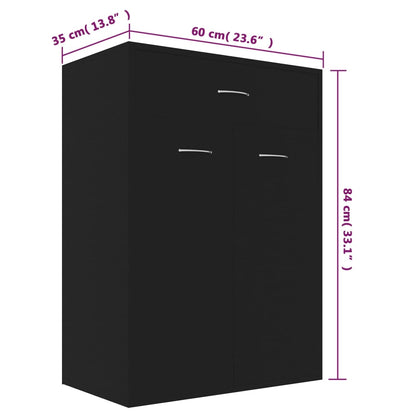 Scarpiera Nera 60x35x84 cm in Legno Multistrato - homemem39