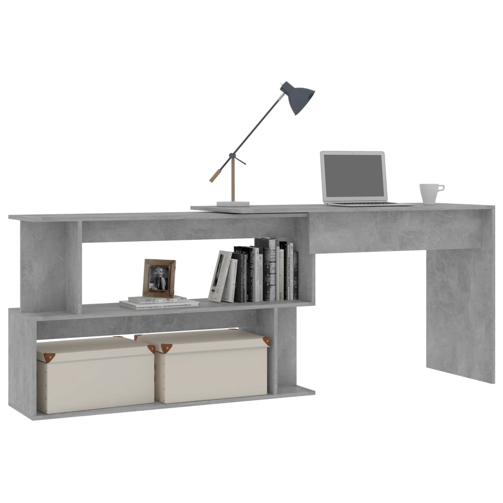 Scrivania Angolo Grigio Cemento 200x50x76 cm Legno Multistrato - homemem39